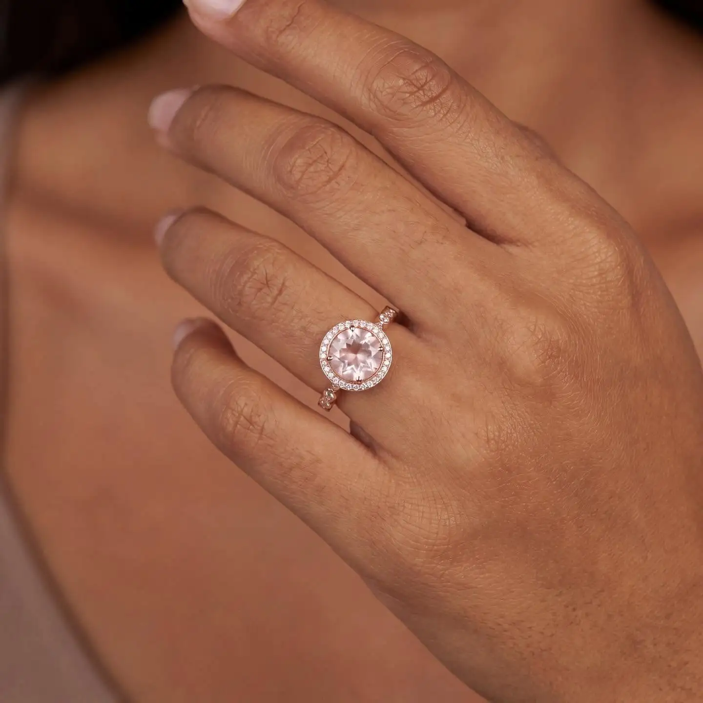 Bague quartz rose